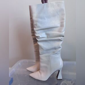 Vince Camuto White Over-the-Knee Pointed-Toe Stiletto Boots 8M WIDE CALF/ 38.5